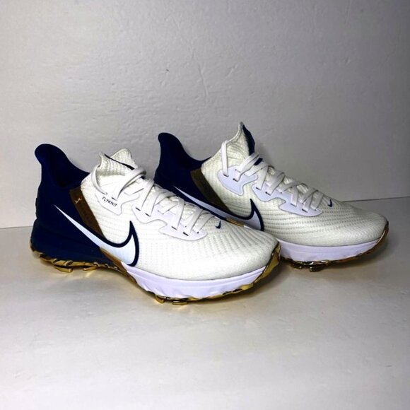 New Limited Edition Nike Infinity Tour NRG Golf Shoes White/Blue/Gold Size10 - Picture 3 of 5